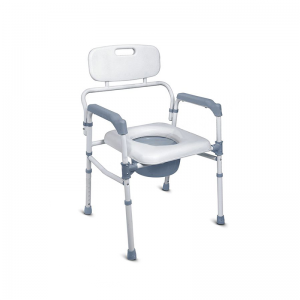 Teräksinen kokoontaittuva potilastuoli, jossa on säädettävä pöytätuoli selkänojalla