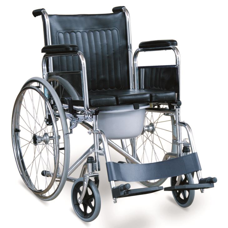 Flip Down Armrests Commode Wheelchair