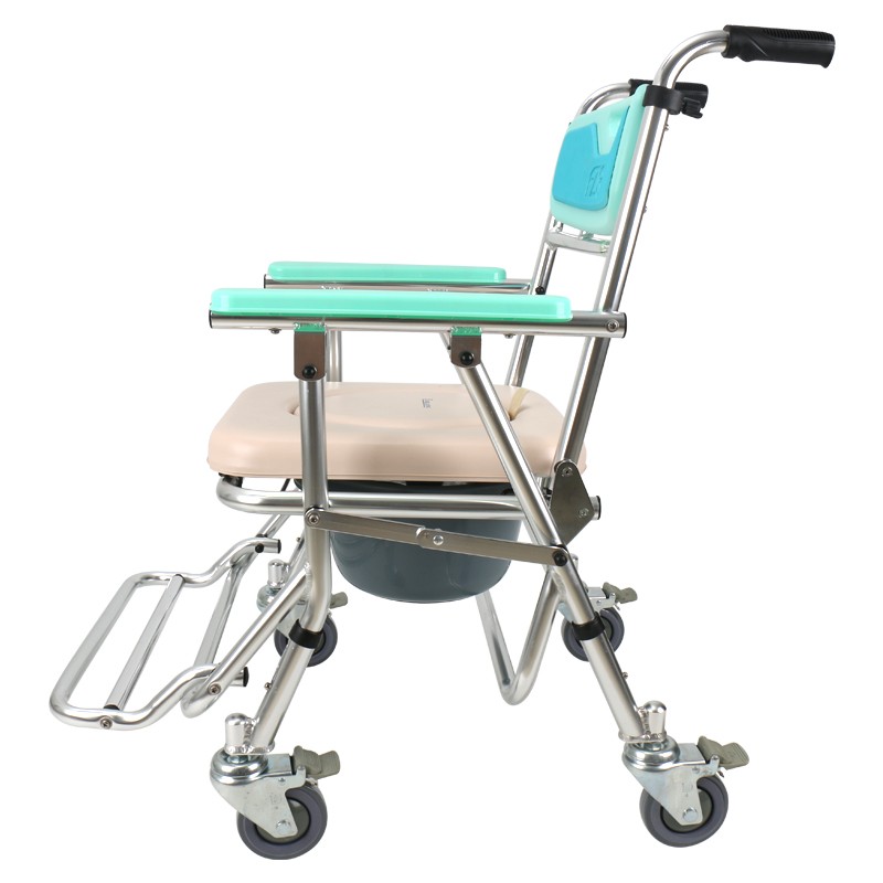 صندلی چرخدار توالت قابل حمل پزشکی جابجایی بیمار سالمند پرستاری صندلی کمود