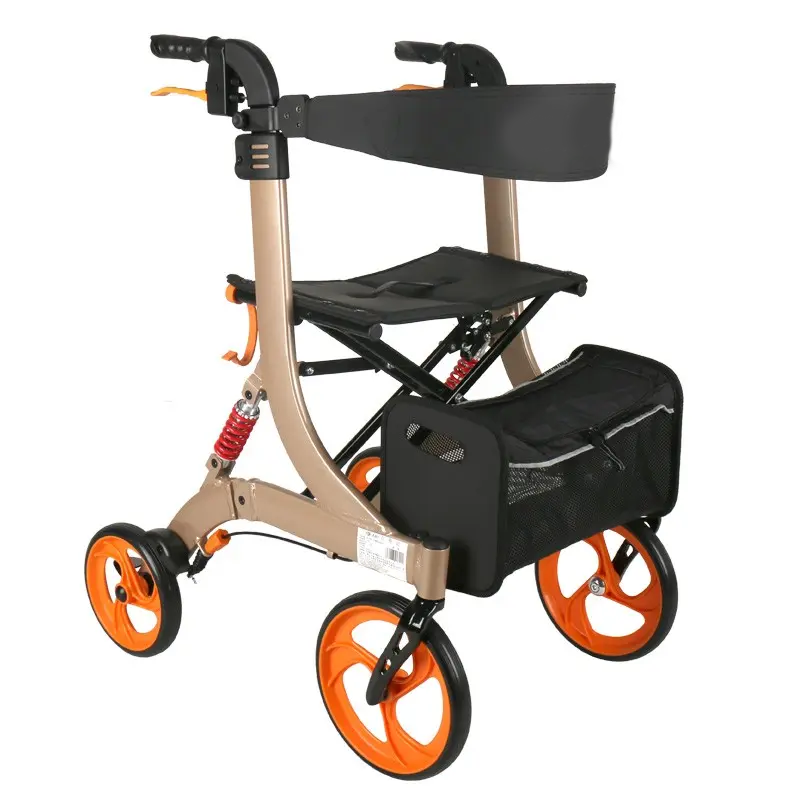 Wholesale Foldable Aluminum Comfortable Shopping Rollator with Seat