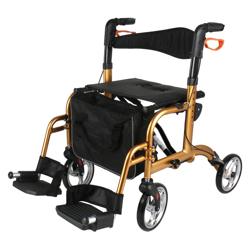 Yeni Tasarlanmış Taşıma Tekerlekli Sandalyesi Yaşlı Katlanır Açık Tekerlekli Yürüteç