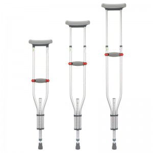 Kualitas Tinggi Aluminium Alloy Underarm Axillary Crutch Walking Stick kanggo Pateni
