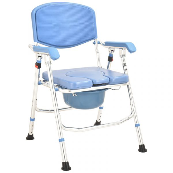 Invalīdu krēsli Alumīnija slimnīcas kumodes krēsls ar atzveltni