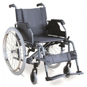 Lekki składany wózek inwalidzki z odchylanymi podłokietnikami i odłączanymi podnóżkami