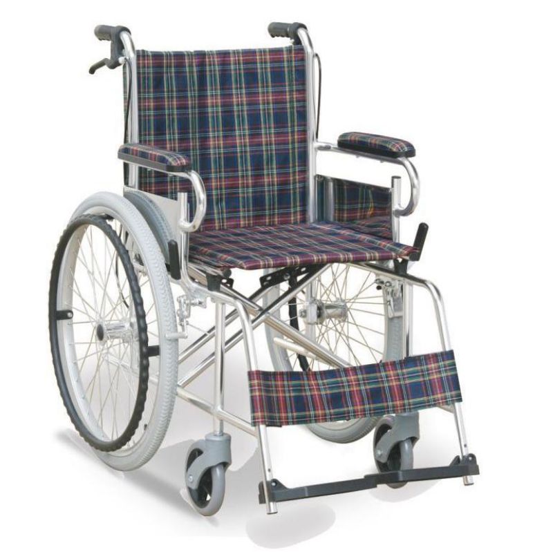 Chaise à roulettes en aluminium avec freins à manette