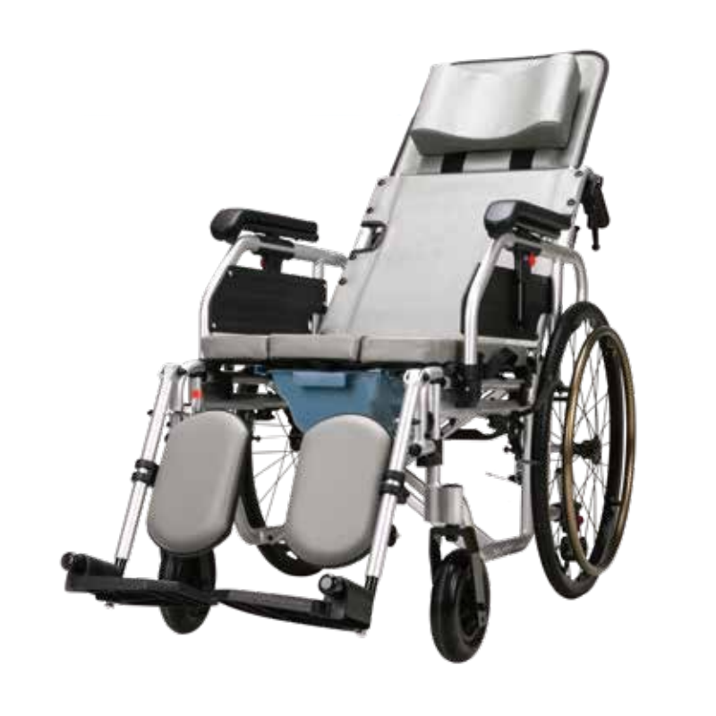 כיסא גלגלים מתקפל גבוה מסגסוגת אלומיניום עם קומודה