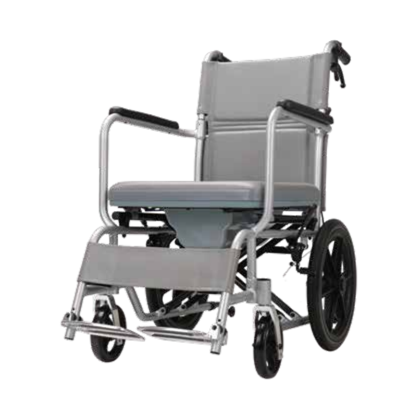 Kev kho mob Aluminium Portable Waterproof Commode Wheelchair