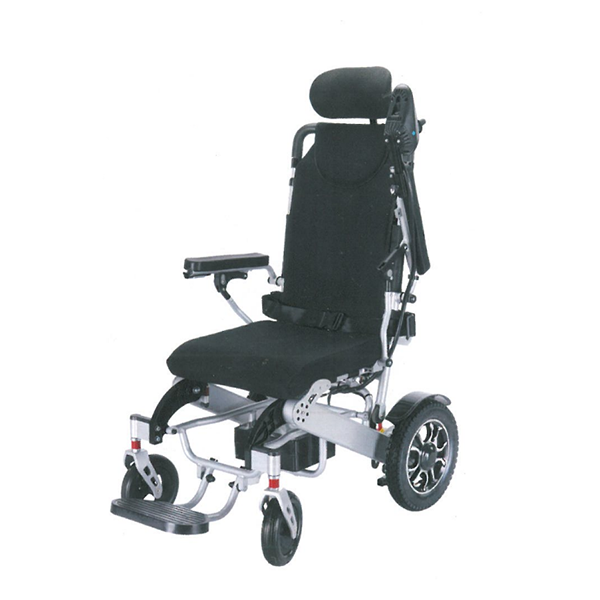 Højt ryglæn og helt tilbagelænet elektrisk kørestol til handicappede