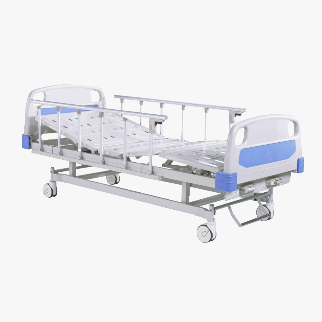 病院の手動中央ロック 2 クランク医療用ベッド