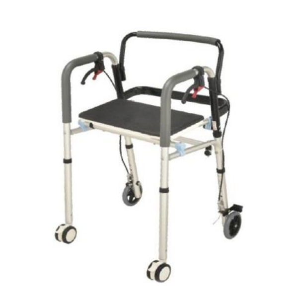 高齢者や障害者向けの軽量アルミ製折りたたみ式シート付き歩行器