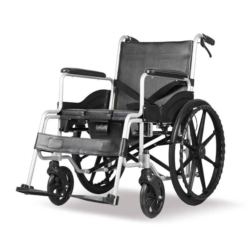 Medisinsk bærbar PU komfortabel manuell rullestol med Commode OEM