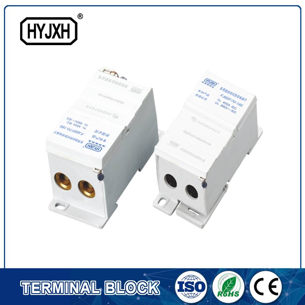 FJ6SF-2 series two-inlet multi-outlet DIN rail connection terminal block(elaborate type)inlet wire : 50-120 mm sq