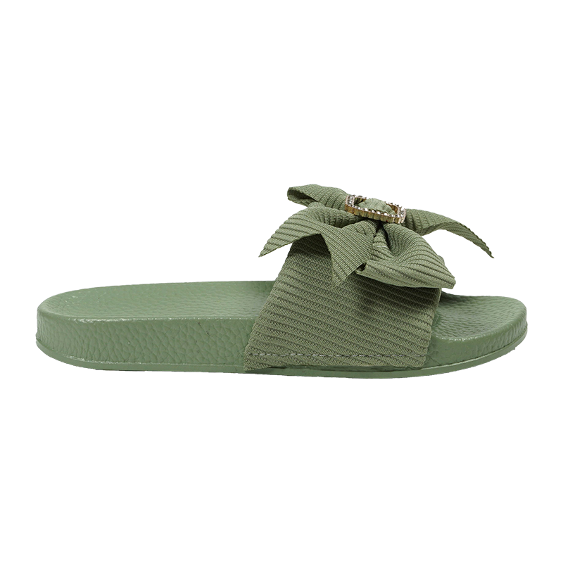 Matcha Color Cute Bow Indoor Outdoor Slides Shantou Yidaxing Wholesale Women Footwear