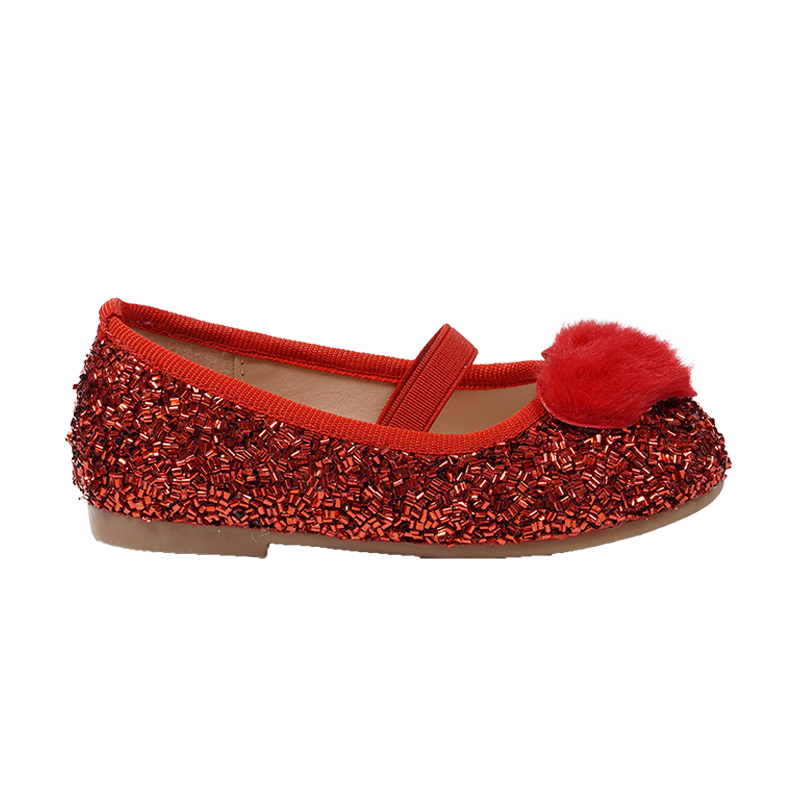 Dievčenské červené trblietky Flitrované spoločenské topánky Trblietavé zlaté flitrované červené baletné topánky do dievčenských bytov na vianočný večierok
