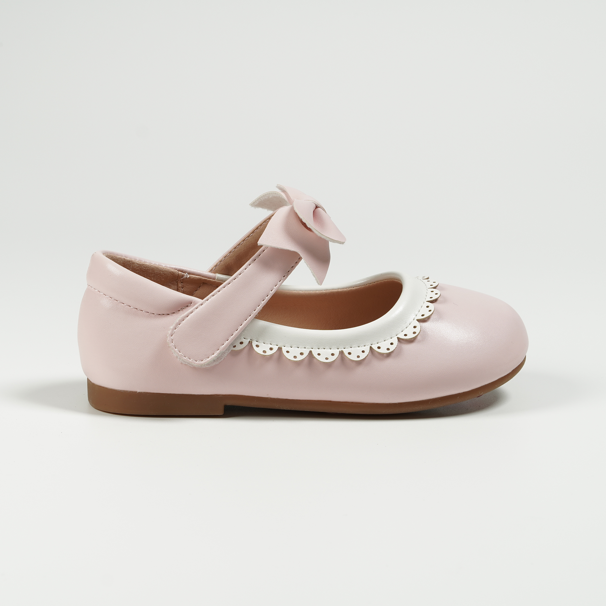 Κομψά κοριτσίστικα φοιτητικά παπούτσια με λευκή δαντέλα Ροζ μπαλαρίνα με φιόγκο Flats για νήπια