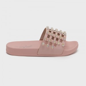 Pink Summer Girls Indoor Slippers Hollow-out Thick-soled Non-slip Slippers Bathroom Slippers