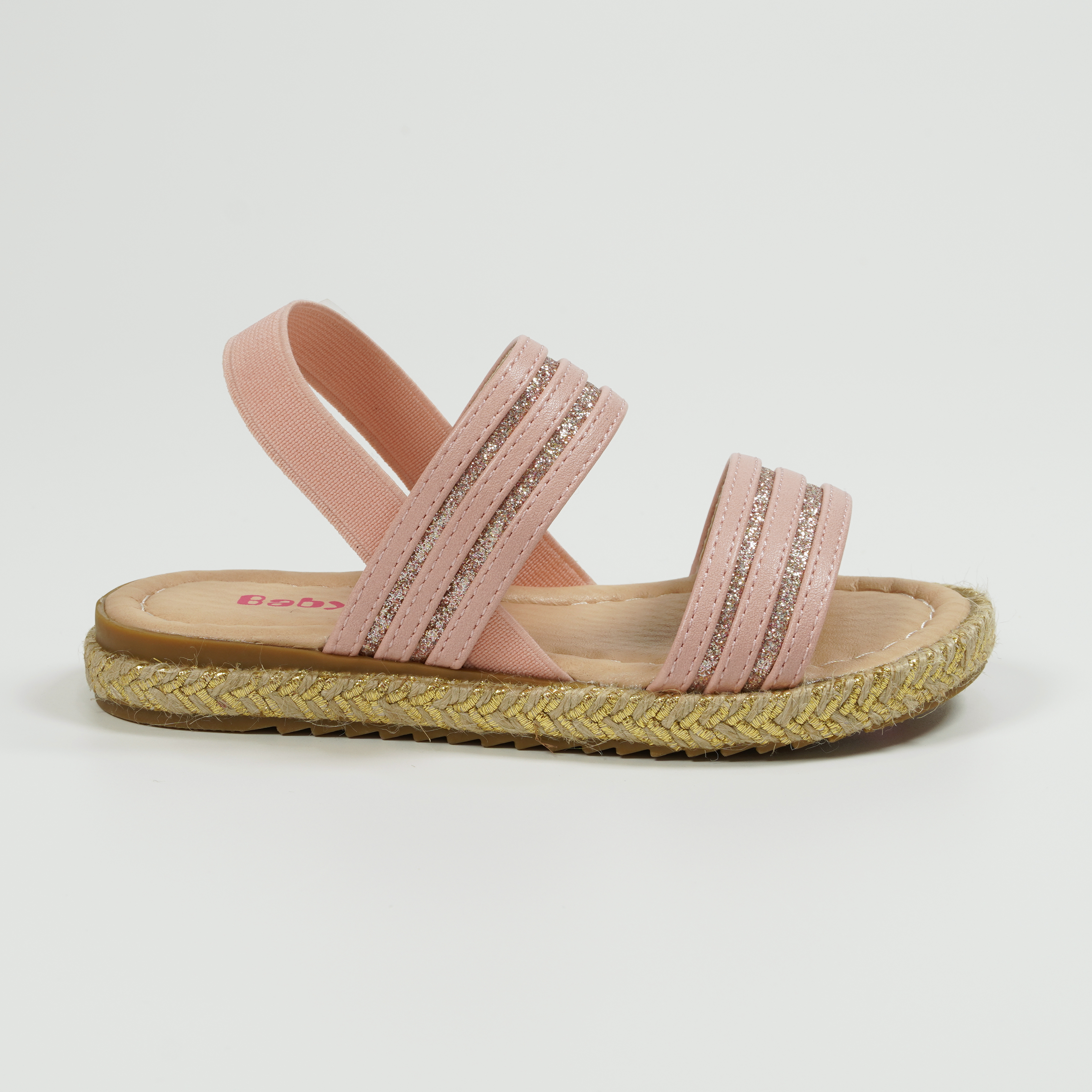 Mode-gevlegte jute-tou-sandale met elastiese bande PU-glitter-gesplitste pantoffels