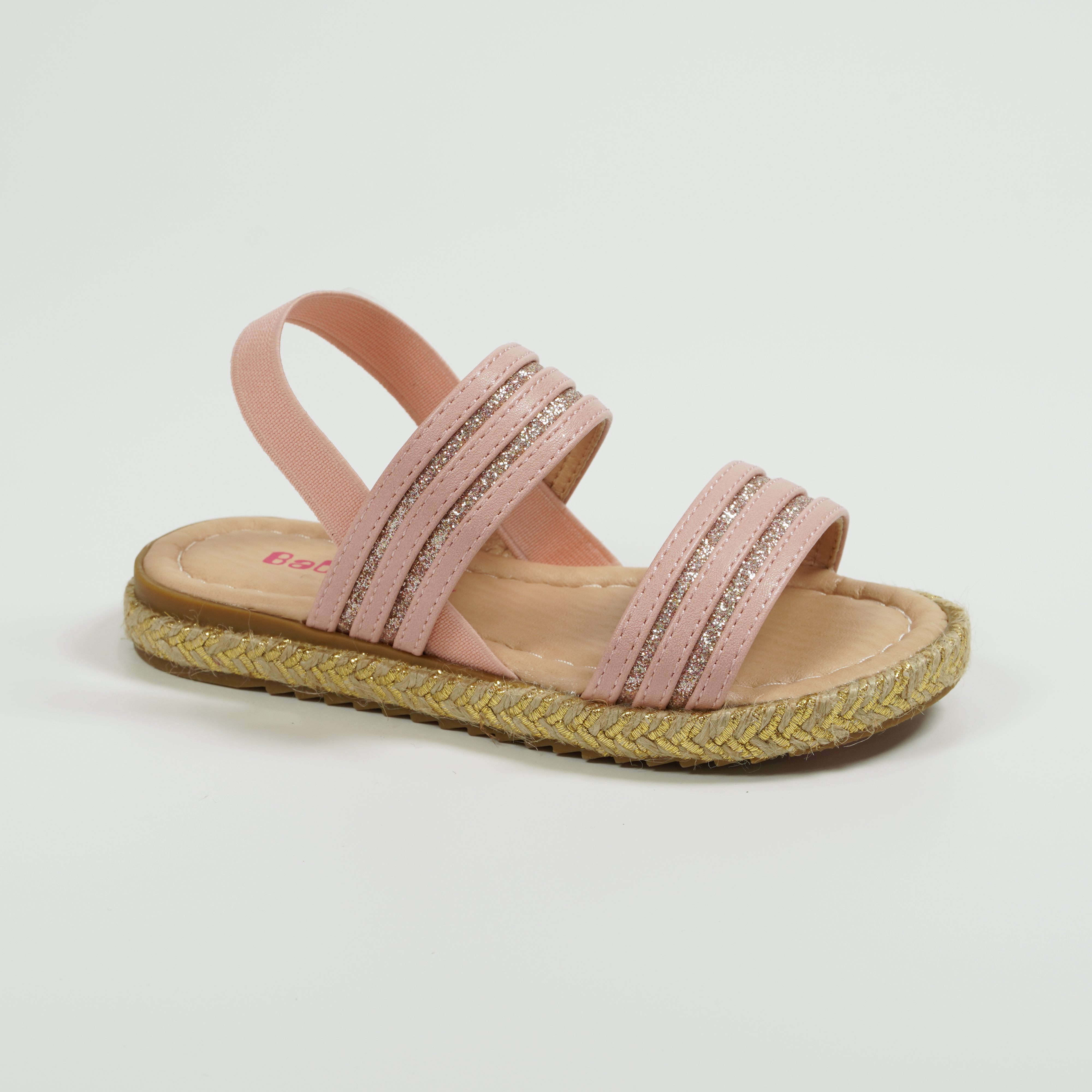 Moda Plektita Jute Ŝnuro Sandaloj kun elastaj rimenoj PU Glitter spliced ​​Pantofloj