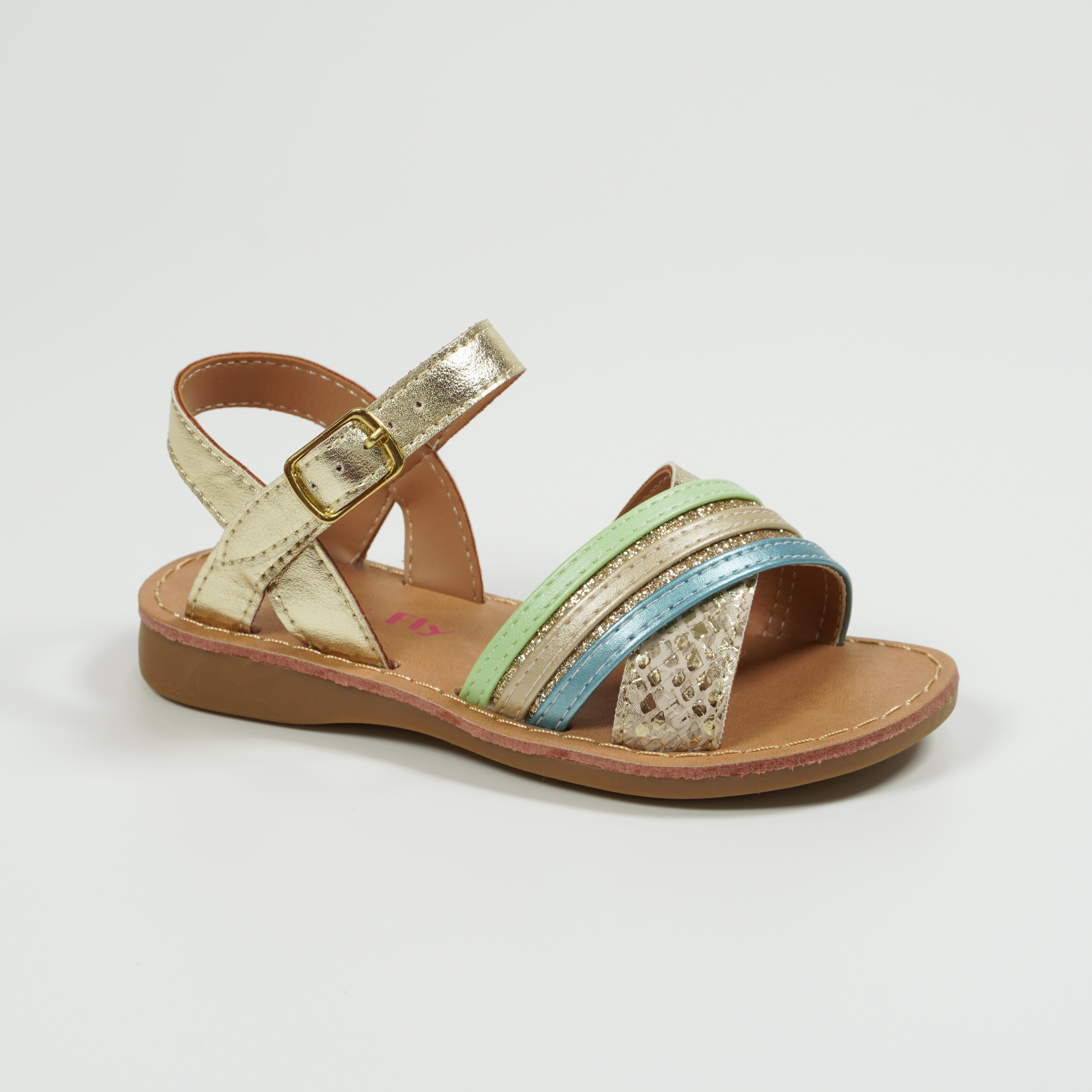 Glitter Tricolor Cross Strap Sandale vir kinders Mooi ontwerp Leer Sandale Warm uitverkoping Groothandel sandale