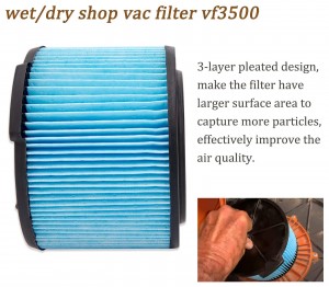 ការជំនួសតម្រង VF3500 សម្រាប់ Ridgid 3-4.5 Gallon ម៉ាស៊ីនបូមធូលី 3-Layer Fine Dust Vacuum Filter for Ridgid WD3050 WD4080