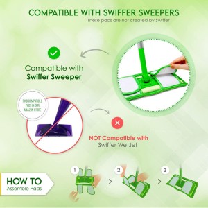 Pestävät ja uudelleenkäytettävät mikrokuitumappityynyt, täyttöpakkaukset 30*15 CM Yhteensopiva Swiffer Sweeper Pad Mopin kanssa