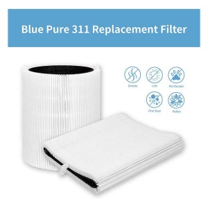 H13 True HEPA 311 филтри тозакунандаи ҳаво ва филтри карбон фаъолшуда барои қисмҳои Blueair Blue Pure 311 тозакунандаи ҳаво