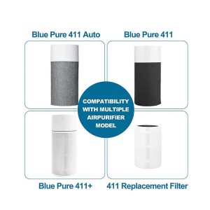 H13 True HEPA Air Purifier Filter & Activated Carbon Filter pikeun Blueair 411 & Mini Air Purifier blue air 411 bagian ngagantian