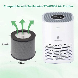 I-H13 True HEPA TT-AP006 Air Purifier Filter Ihambisana Nezingxenye ze-Tao-Tronics TT-AP006 Air Purifier