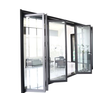 Venda quente porta de aluminio de rotura térmica bifold para edificio comercial e residencial