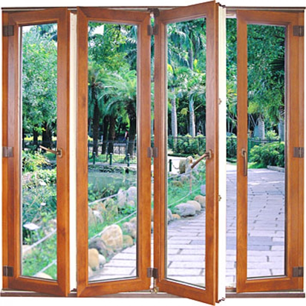 Deseño de luxo Porta dobre de madeira revestida de aluminio de alta calidade individual dobre de seguridade exterior Imaxe destacada