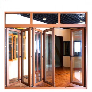 Desain méwah High Quality Single Double Exterior Kaamanan Aluminium Clad Kai Bifold Door Harga