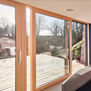 Residential Exterior isolearre hege kwaliteit aluminium beklaaid hout lift schuifdoar foar villa