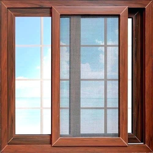 Висококачествен алуминиев дървен плъзгащ се прозорец със защитен екран Представено изображение