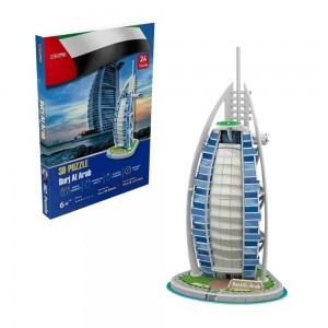 3D თავსატეხი OEM ODM World's Landmark ინტელექტუალური წვრილმანი სამშენებლო ქაღალდი 3D თავსატეხი ცნობილი შენობა Burj Al Arab Hotel A0108