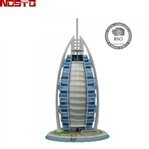 Puzzle 3d Soem-ODM-Weltmarkstein-intelligente DIY-Baupapier-3D-Puzzlespiel-berühmtes Gebäude Burj Al Arab Hotel A0108
