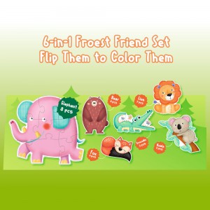 BSCI Printing Factory Supplies Creative Play Forest Friend Chunky Puzzles for Toddlers 6 in 1 Chunky Puzzle Set for Kids – JB-5