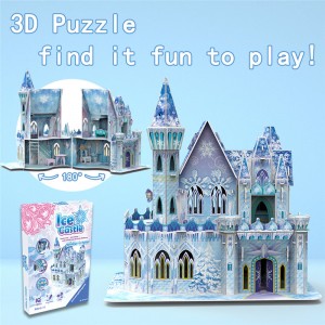 3D Puzzle DIY Dollhouse nga hinimo sa kamot nga Miniature Ice Castle nga adunay Furniture Pretend Play - C0305