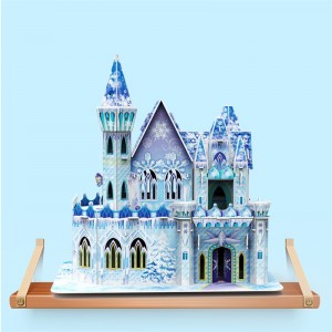 Rompecabezas 3D Casa de muñecas DIY Castillo de hielo en miniatura hecho a mano con muebles Juego de imaginación - C0305