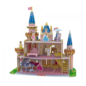 Dětské DIY puzzle postavičky ručně vyráběné Princezna Castle s nábytkem Pretend Play C0306