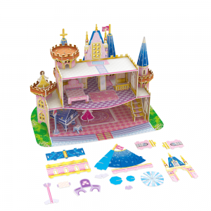 Vaikų „pasidaryk pats“ personažų dėlionė, rankų darbo Princesės pilis su baldais Pretend Play C0306