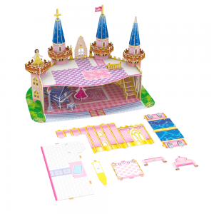 Vaikų „pasidaryk pats“ personažų dėlionė, rankų darbo Princesės pilis su baldais Pretend Play C0306