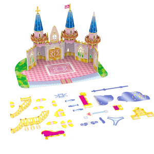 Рачно изработена сложувалка со карактери за деца DIY, принцеза замок со мебел Преправајте се игра C0306