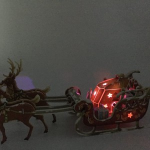 Charmante Chrëschtdag Erënnerung Santa's Sleigh mat LED Luuchten 3D Puzzel C0802L