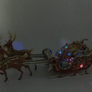 Сүйкүмдүү Рождестволук эстелик Аяз атанын чанасы LED жарыктары менен 3D табышмак C0802L