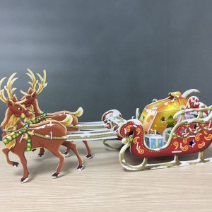 Charming Christmas Keepsake Santa's Sleigh karo Lampu LED 3D Puzzle C0802L