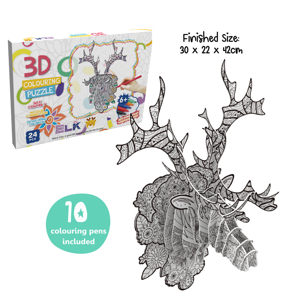 Actividade de cores divertidas e emotivas para o pequeno artesán Colorea o teu propio puzzle 3D de unicornio - G1102P Imaxe destacada