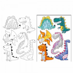 BSCI Certified Factory 6v1 Double the Fun Coloring Dinosaur Puzzle Puzzle JB-10