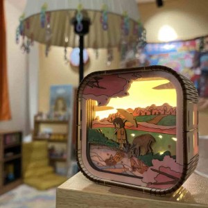 مصباح ليلي خشبي مبتكر DIY للأطفال ، لعبة تعليمية لنشاط جذع أحجية ثلاثية الأبعاد L0106P-7