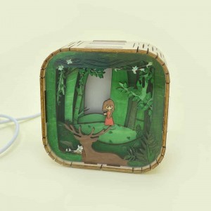 Yaratıcı El Sanatları Fikir Çocuk Ağaç İşleme Projesi DIY Ahşap Gece Lambası 3D Bulmaca Eğitici Oyuncak L0106P-8