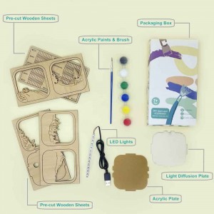 Activités éducatives bricolage veilleuse avec puzzle en bois détaillé Kit d'artisanat L0106P-9